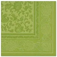 Papstar 250 Servietten "ROYAL Collection" 1/4-Falz 40 cm x 40 cm olivgrün "Ornaments"
