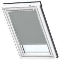 Velux Dachfenster Verdunkelungsrollo grau mit grauem Alu-Rahmen elektronisch DML UK08 0705K