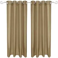 Arsvita 2er Pack Gardine Blickdicht Alessia mit Ösen 140x175cm taupe dunkel