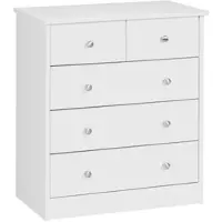 FineBuy Design Holz-Kommode Weiß 60 x 70 x 35 cm mit 5 Schubladen Mehrzweckanrichte flach für Flur Modernes Sideboard zeitlose Anrichte