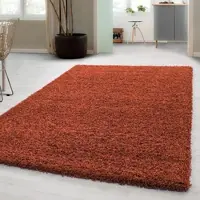 Carpetsale24 Teppich Hochflor Einfarbig Flauschiger Langflor Shaggy Flokati Wohnzimmerteppich, Terrakotta, 100 x 200 cm