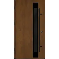 Haustuerenland.de Flügelüberdeckende Aluminium Haustür "SABRINA" 82 mm RC2 BLACKLINE Golden Oak holzähnlich beidseitig außen öffnend DIN links