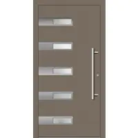 Haustuerenland.de Smarte Haustür "SMILLA" 79 mm RC2 mit Fingerprint Beigegrau RAL 7006 innen öffnend DIN rechts