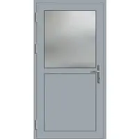 Haustuerenland.de PREMIUM Aluminium Nebeneingangstür "PAULA-Q" 59 mm Fenstergrau RAL 7040 beidseitig außen öffnend DIN links
