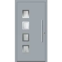 Haustuerenland.de Aluminium Haustür nach Maß "OLGA" 60 mm RC2 Fenstergrau RAL 7040 beidseitig innen öffnend DIN rechts
