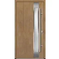 Haustuerenland.de Aluminium Haustür "SABRINA" 68 mm Turner Oak holzähnlich beidseitig innen öffnend DIN rechts