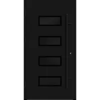 Haustuerenland.de Aluminium Haustür "NADINE" 82 mm RC2 BLACKLINE Tiefschwarz RAL 9005 beidseitig außen öffnend DIN links