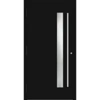 Haustuerenland.de Aluminium Haustür RC2 "SABRINA" 90 mm Signalschwarz RAL 9004 außen öffnend DIN links