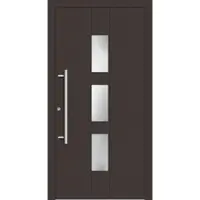 Haustuerenland.de Haustür mit Fingerprint "THERESA" 79 mm RC2 Graubraun RAL 8019 innen öffnend DIN links
