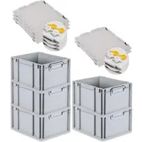 Proregal Spar Set 5x Eurobox Nextgen Economy Mit Scharnierdeckel & Gelben Schiebeschnappverschlüsse Griffe Geschlossen HxBxT 22 x 30 x 40 cm 20 Liter