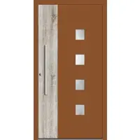 Haustuerenland.de RC2 Aluminium Haustür "XENIA" 78 mm Lehmbraun RAL 8003 beidseitig innen öffnend DIN links