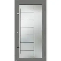 Haustuerenland.de PREMIUM Aluminium-Glas Haustür "VERONIKA" 90 mm Vollglas Graualuminium RAL 9007 außen öffnend DIN rechts