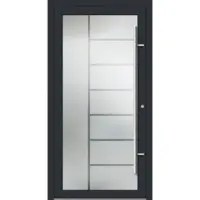 Haustuerenland.de PREMIUM Aluminium-Glas Haustür "VERONIKA" 90 mm Vollglas Anthrazit RAL 7016 innen öffnend DIN rechts
