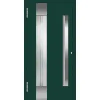Haustuerenland.de Aluminium Haustür mit Griffmulde "PHILIPPA" 78 mm RC2 Moosgrün RAL 6005 beidseitig außen öffnend DIN links