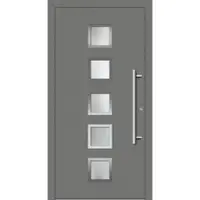 Haustuerenland.de Haustür "SISSI" 79 mm RC3 mit Edelstahl Graualuminium RAL 9007 innen öffnend DIN rechts