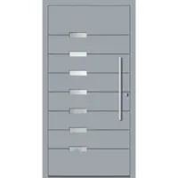 Haustuerenland.de RC2 Aluminium Haustür "VIVIEN" 78 mm Fenstergrau RAL 7040 beidseitig innen öffnend DIN rechts