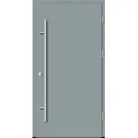 Haustuerenland.de Flügelüberdeckende Aluminium Haustür "VALERIA" 82 mm RC2 Silbergrau RAL 7001 beidseitig außen öffnend DIN rechts