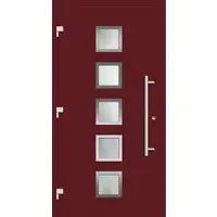 Haustuerenland.de Smarte Haustür "SISSI" 79 mm RC2 mit Fingerprint Weinrot RAL 3005 außen öffnend DIN links
