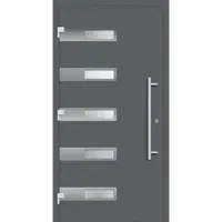 Haustuerenland.de Haustür RC3 "SMILLA" 79 mm Basaltgrau RAL 7012 außen öffnend DIN links