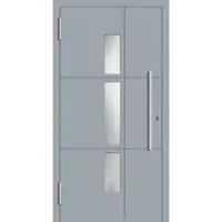 Haustuerenland.de Aluminium Haustür RC2 "TIANA" 78 mm Fenstergrau RAL 7040 beidseitig außen öffnend DIN links