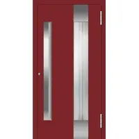 Haustuerenland.de Aluminium Haustür mit Griffmulde "PHILIPPA" 78 mm RC2 Purpurrot RAL 3004 beidseitig außen öffnend DIN rechts