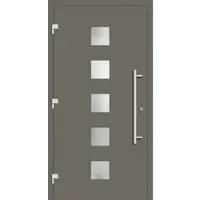 Haustuerenland.de Haustür RC3 "SISSI" 79 mm Quarzgrau RAL 7039 beidseitig außen öffnend DIN links