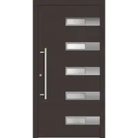 Haustuerenland.de Smarte Haustür "SMILLA" 79 mm RC2 mit Fingerprint Graubraun RAL 8019 innen öffnend DIN links