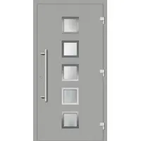 Haustuerenland.de Smarte Haustür "SISSI" 79 mm RC2 mit Fingerprint Weißaluminium RAL 9006 außen öffnend DIN rechts