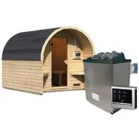 Karibu Fasshaus Dömitz A Finnisch 9,0 kW Ofen + Steuergerät Easy Finnisch - Made in Germany