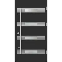 Haustuerenland.de Aluminium Haustür "OLYMPIA" 92 mm RC2 Anthrazit Eisenglimmer DB 703 beidseitig außen öffnend DIN rechts
