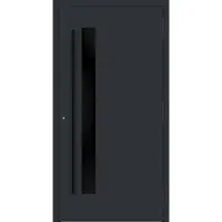 Haustuerenland.de Aluminium Haustür RC2 "SABRINA" 90 mm BLACKLINE Anthrazit RAL 7016 beidseitig außen öffnend DIN rechts