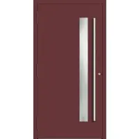 Haustuerenland.de Aluminium Haustür RC2 "SABRINA" 90 mm Rotbraun RAL 8012 beidseitig außen öffnend DIN links