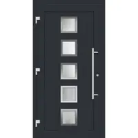 Haustuerenland.de Smarte Aluminium Haustür "SISSI" 79 mm RC2 mit Fingerprint Anthrazit RAL 7016 außen öffnend DIN links