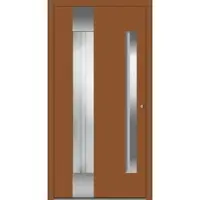 Haustuerenland.de Aluminium Haustür mit Griffmulde "PHILIPPA" 78 mm RC2 Lehmbraun RAL 8003 beidseitig innen öffnend DIN rechts