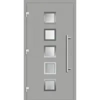 Haustuerenland.de Smarte Haustür "SISSI" 79 mm RC2 mit Fingerprint Weißaluminium RAL 9006 beidseitig außen öffnend DIN links