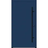 Haustuerenland.de Flügelüberdeckende Aluminium Haustür "VALERIA" 82 mm RC2 BLACKLINE Saphirblau RAL 5003 beidseitig innen öffnend DIN rechts
