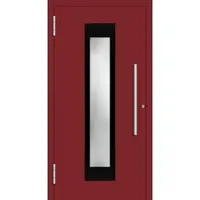 Haustuerenland.de Aluminium Haustür RC2 "ROSALIA" 78 mm Purpurrot RAL 3004 beidseitig außen öffnend DIN links