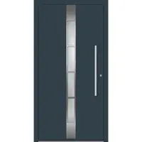 Haustuerenland.de SCHÜCO Aluminium Haustür "WENKE" ADS 75.SI RC2 Anthrazit RAL 7016 beidseitig innen öffnend DIN rechts
