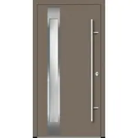 Haustuerenland.de Flügelüberdeckende Aluminium Haustür "PALOMA" 82 mm RC2 Beigegrau RAL 7006 beidseitig innen öffnend DIN rechts