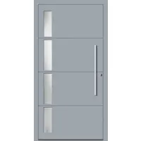 Haustuerenland.de Aluminium Haustür RC2 "RHEA" 78 mm Fenstergrau RAL 7040 beidseitig innen öffnend DIN rechts