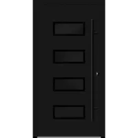 Haustuerenland.de Aluminium Haustür "NADINE" 82 mm RC2 BLACKLINE Tiefschwarz RAL 9005 beidseitig innen öffnend DIN rechts