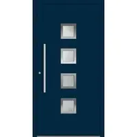 Haustuerenland.de SCHÜCO Aluminium Haustür "TILLA" ADS 75.SI RC2 Stahlblau RAL 5011 innen öffnend DIN links