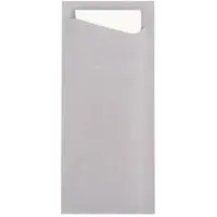 Prime Guest Bestecktasche Prime Fit in Grau 85 x 190 mm, mit 2-lagiger Tissue-Serviette in Weiß - 500 Stück