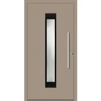 Haustuerenland.de Schüco Aluminium Haustür "ROSALIA" ADS 75.SI RC2 Graubeige RAL 1019 innen öffnend DIN rechts
