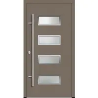 Haustuerenland.de Aluminium Haustür "NADINE" 82 mm RC2 Beigegrau RAL 7006 beidseitig innen öffnend DIN links