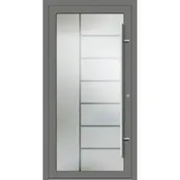Haustuerenland.de PREMIUM Aluminium-Glas Haustür "VERONIKA" 90 mm Vollglas Graualuminium RAL 9007 beidseitig innen öffnend DIN rechts