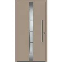Haustuerenland.de SCHÜCO Aluminium Haustür "WENKE" ADS 75.SI RC2 Graubeige RAL 1019 innen öffnend DIN rechts