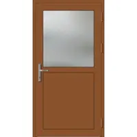 Haustuerenland.de PREMIUM Aluminium Nebeneingangstür "PAULA-Q" 59 mm Lehmbraun RAL 8003 beidseitig außen öffnend DIN rechts