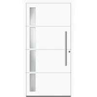 Haustuerenland.de Aluminium Haustür RC2 "RHEA" 78 mm Weiß RAL 9016 beidseitig innen öffnend DIN rechts