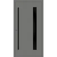 Haustuerenland.de Aluminium Haustür RC2 "PALOMA" 90 mm BLACKLINE Graualuminium RAL 9007 innen öffnend DIN links